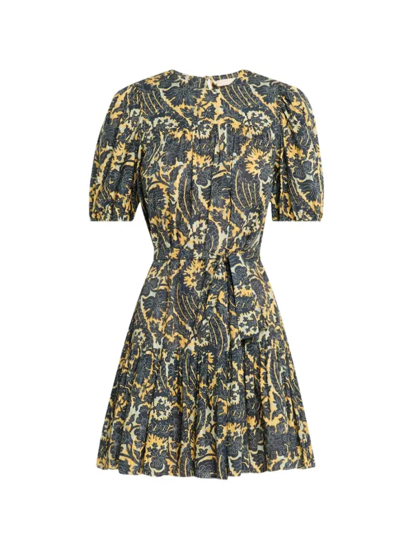 Ulla Johnson Rosalie Floral Belted Mini Dress in Green