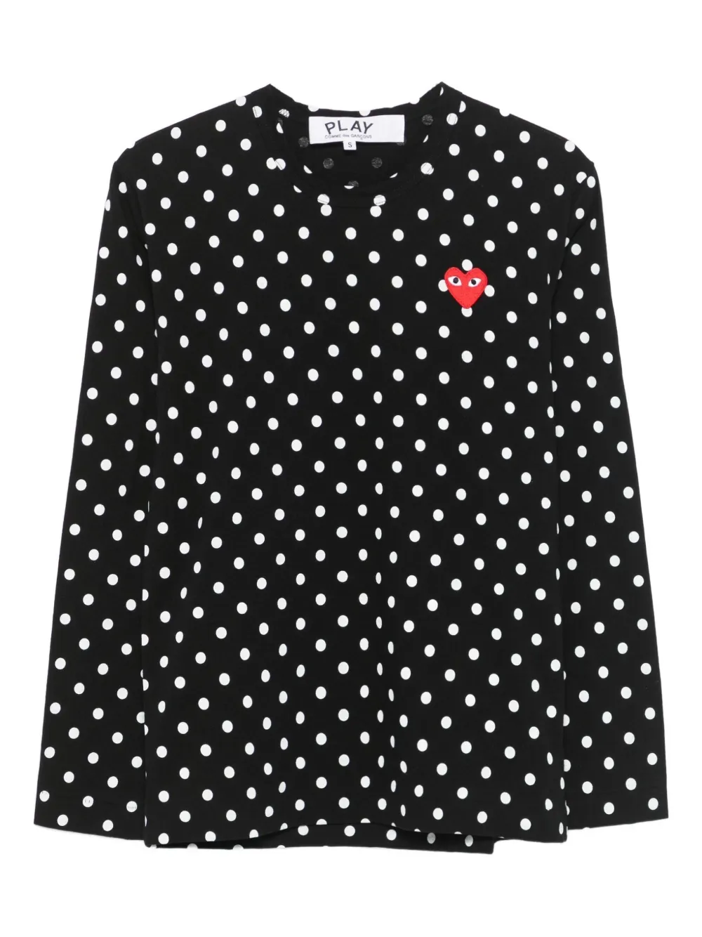 Comme Des Garçons Play Polka-dot Heart-logo T-shirt In Black