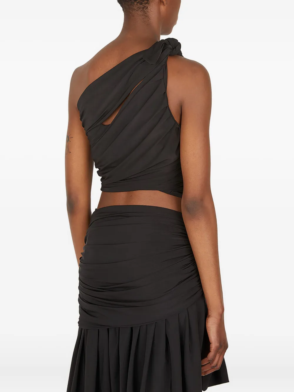 Di Petsa Tanktop met asymmetrische hals en uitgesneden details Zwart