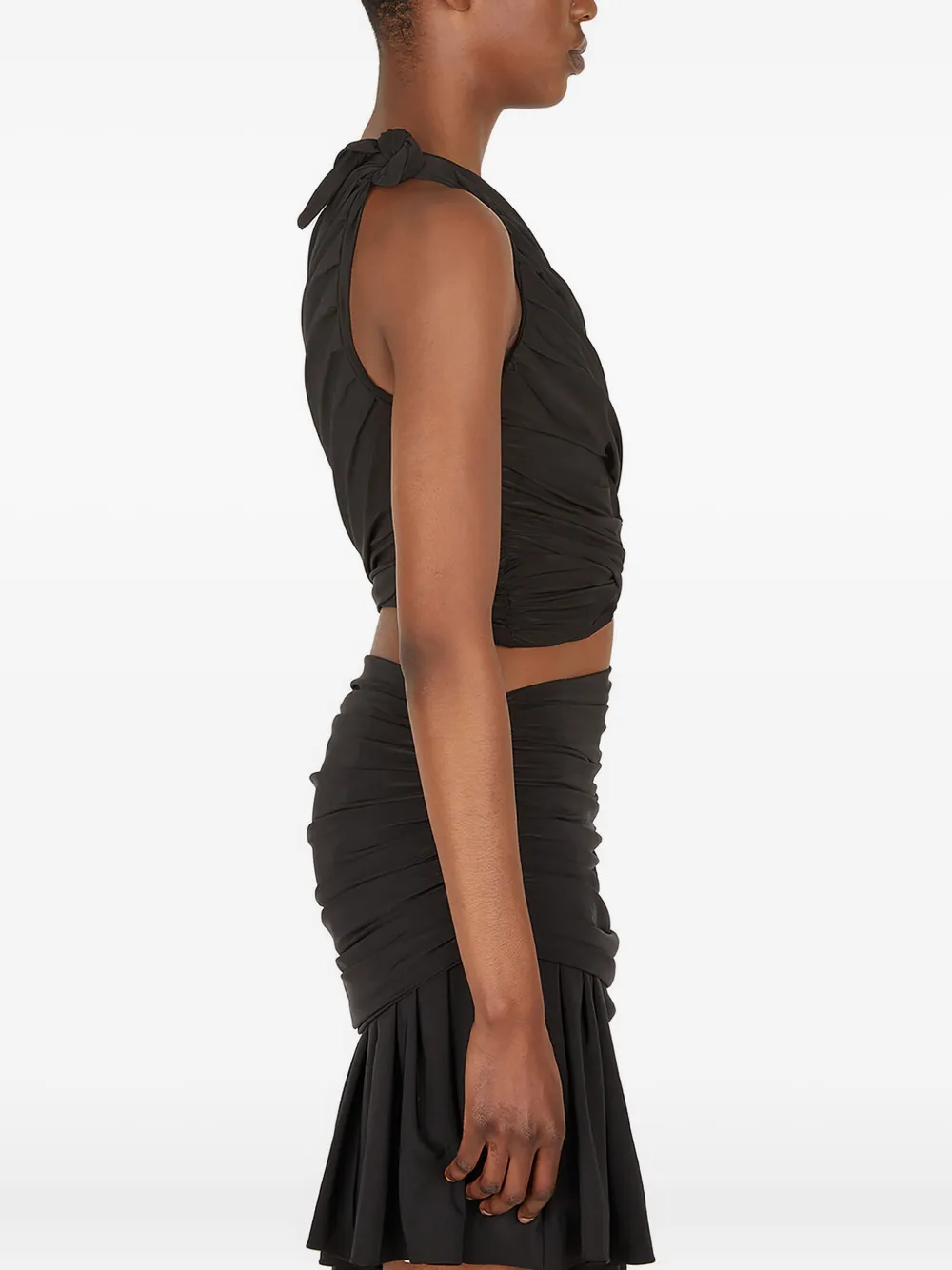 Di Petsa Tanktop met asymmetrische hals en uitgesneden details Zwart