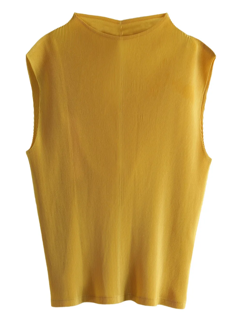 Pleats Please Issey Miyake pleated mock-neck top Geel