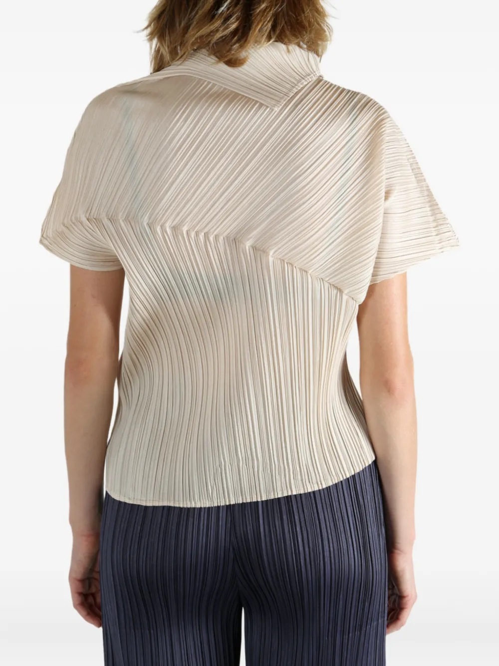 Pleats Please Issey Miyake pleated asymmetric top Beige