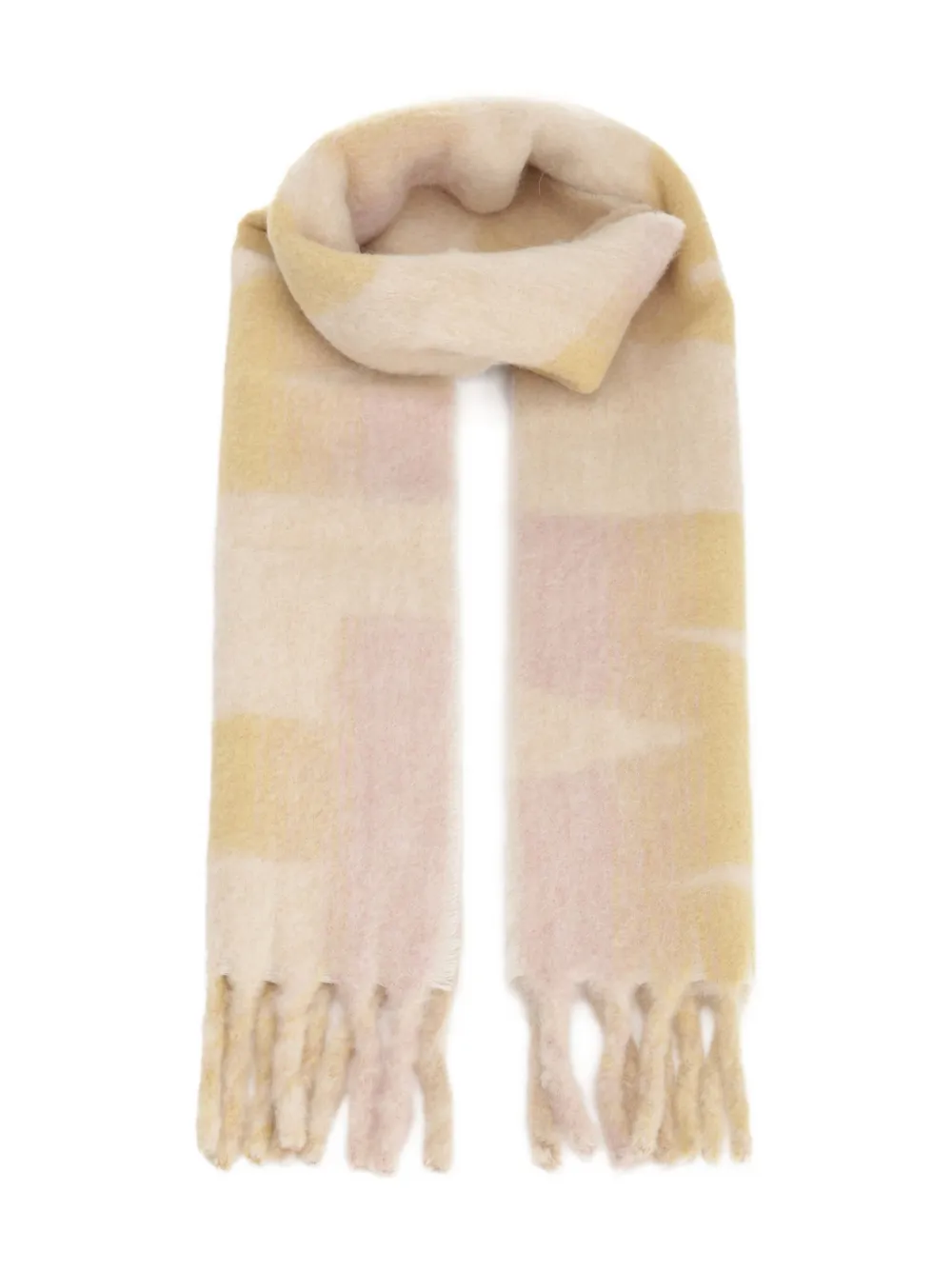 ISABEL MARANT Loliana checked fringed scarf Beige