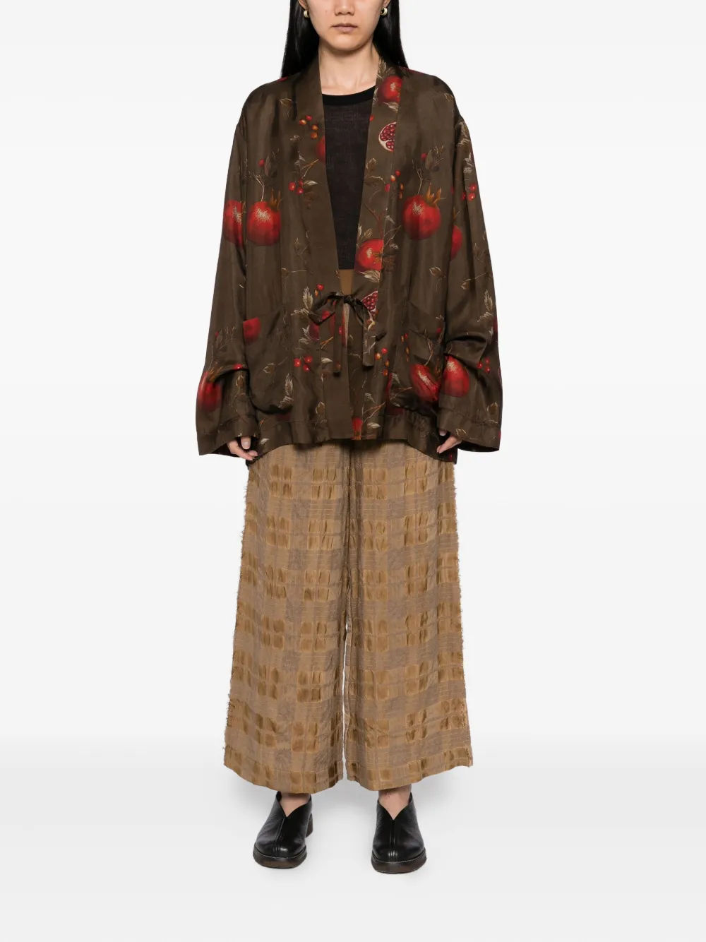 Uma Wang graphic-print blouse - Bruin