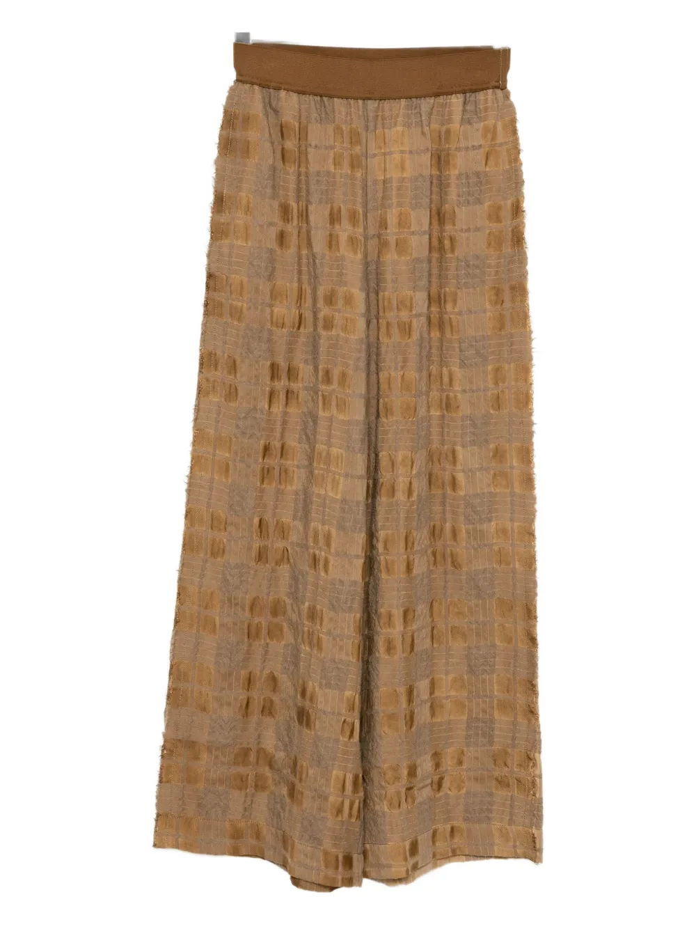 Uma Wang Elasticated Waistband Checked Trousers In Brown