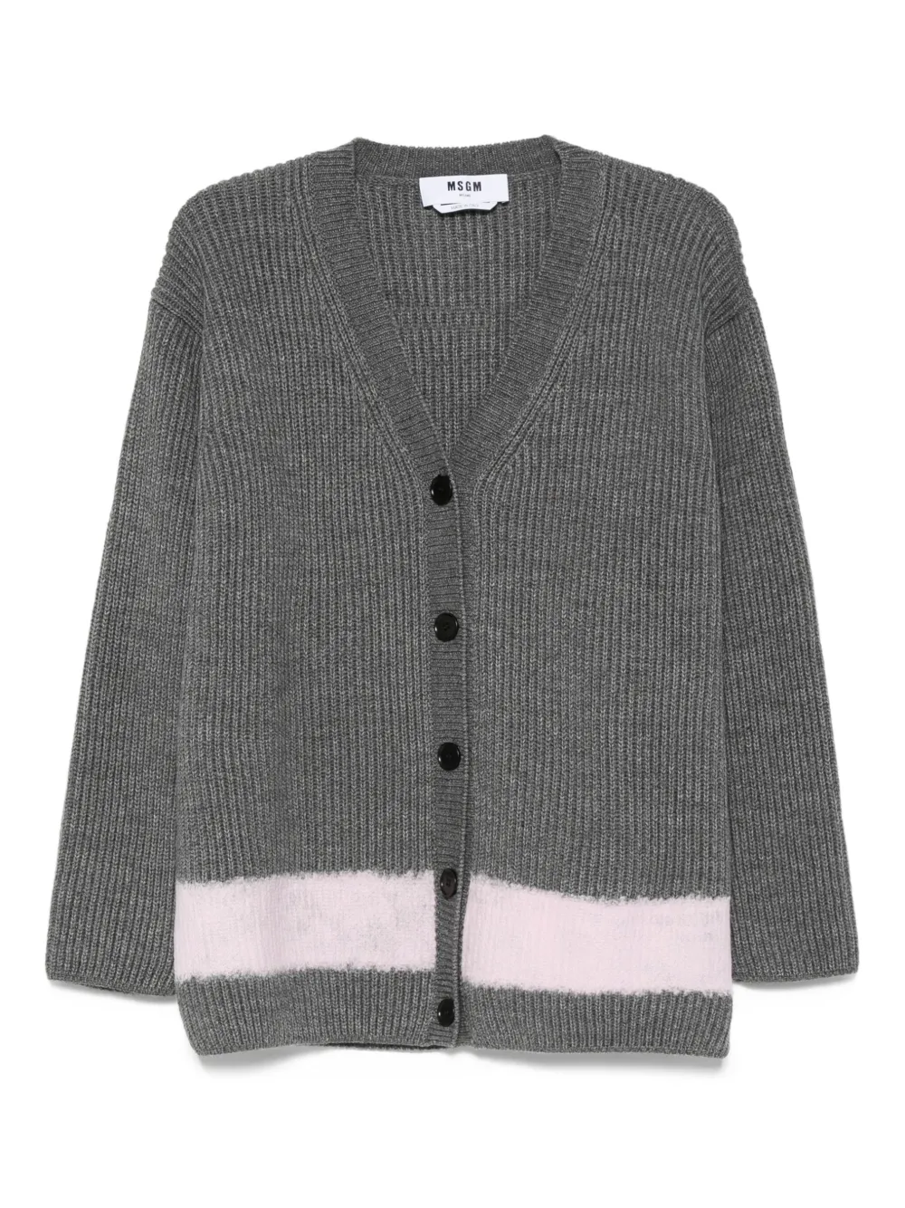MSGM Ribgebreid vest met knoop Grijs