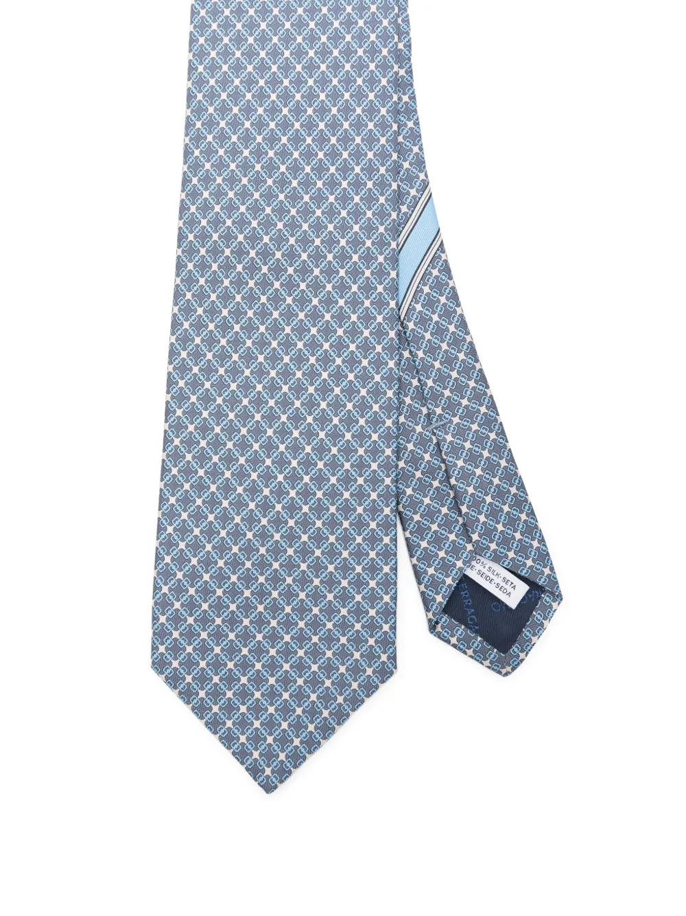 Ferragamo Vara zijden stropdas met gespprint Grijs