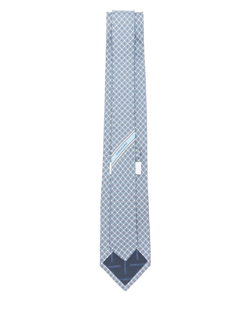 Ferragamo Vara buckle printed silk tie - Grijs