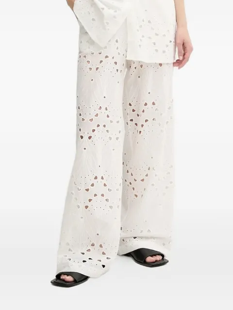 Gestuz eyelet-embroidery straight trousers