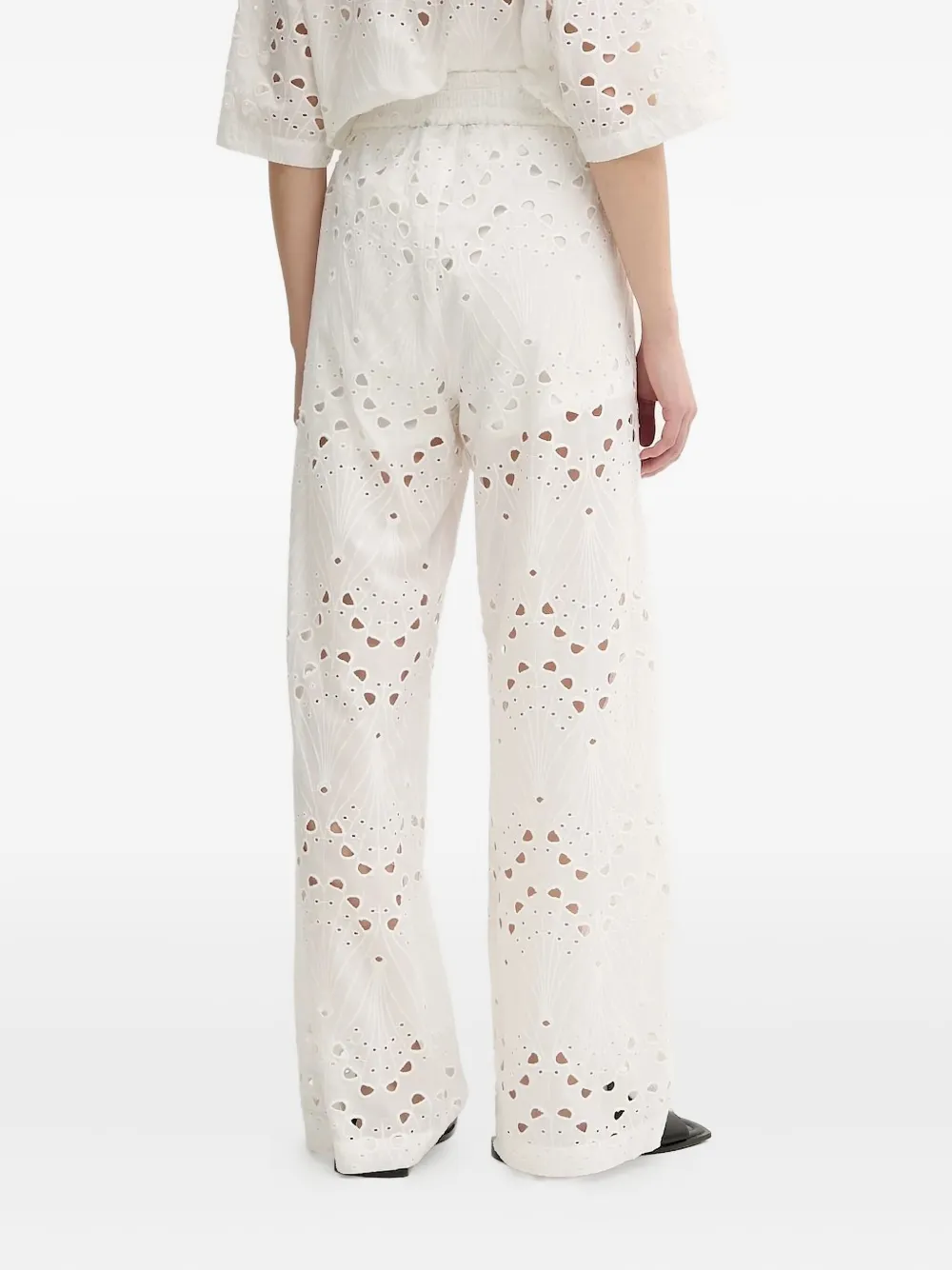 Gestuz Straight broek met geborduurde ringlets - Wit
