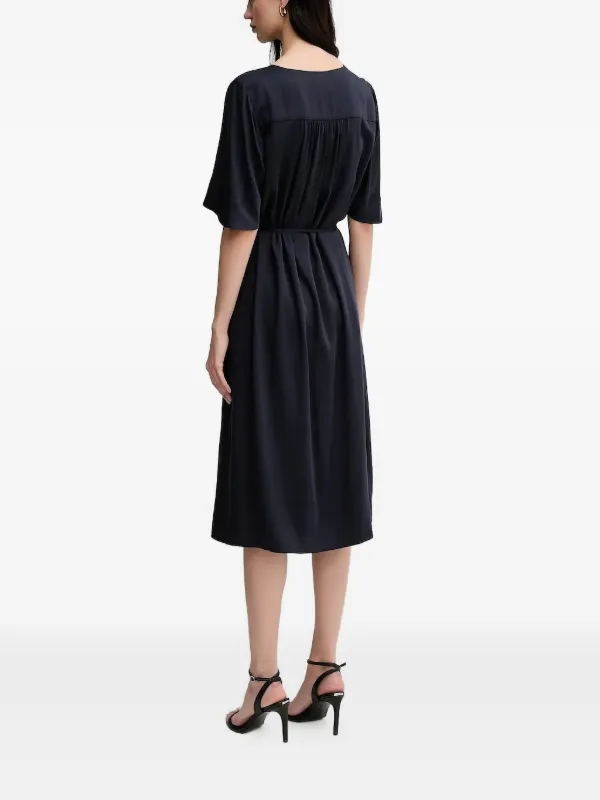 high neck tie waist midi dress Gant V-neck tie-waist | Blue Floral print