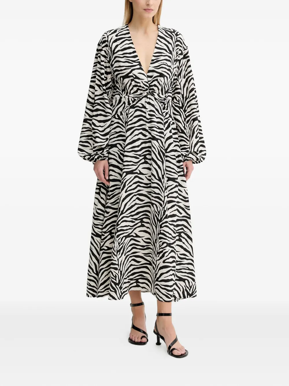 Gestuz GZveva zebra-print maxi dress | Black | Image 1