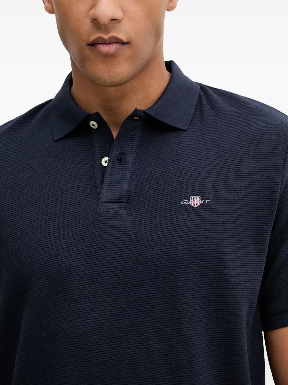 Gant logo-embroidery polo shirt Blauw