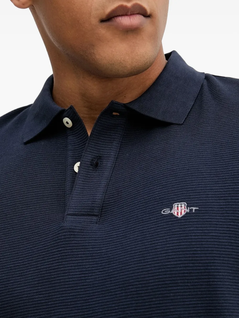 Gant logo-embroidery polo shirt Blauw