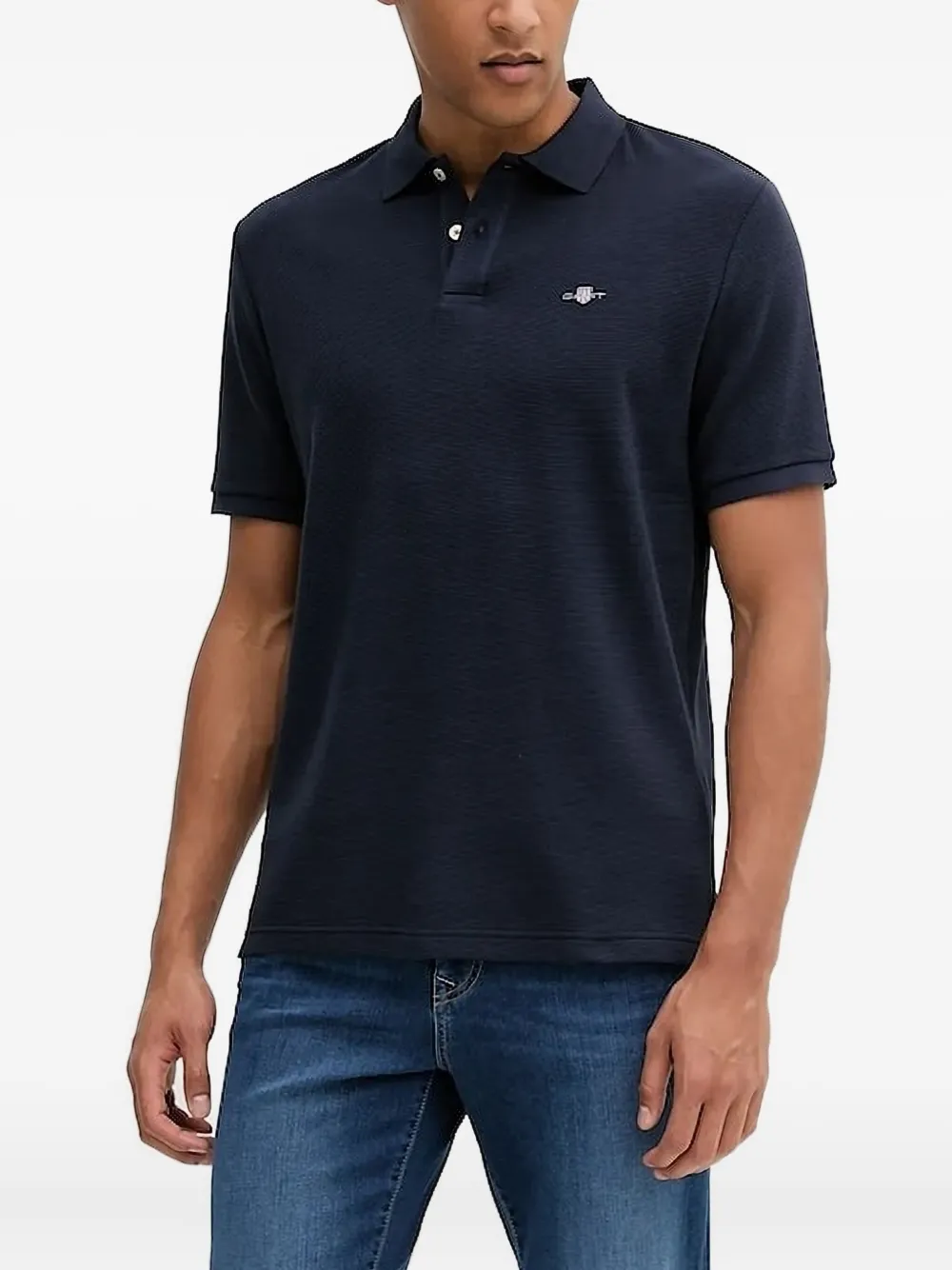 Gant logo-embroidery polo shirt Blauw