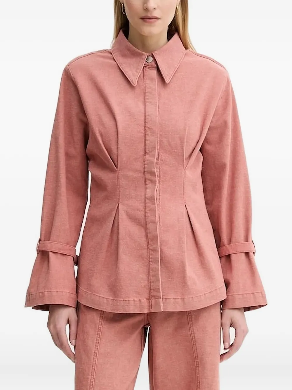Gestuz Belted-cuff Shirt In Pink