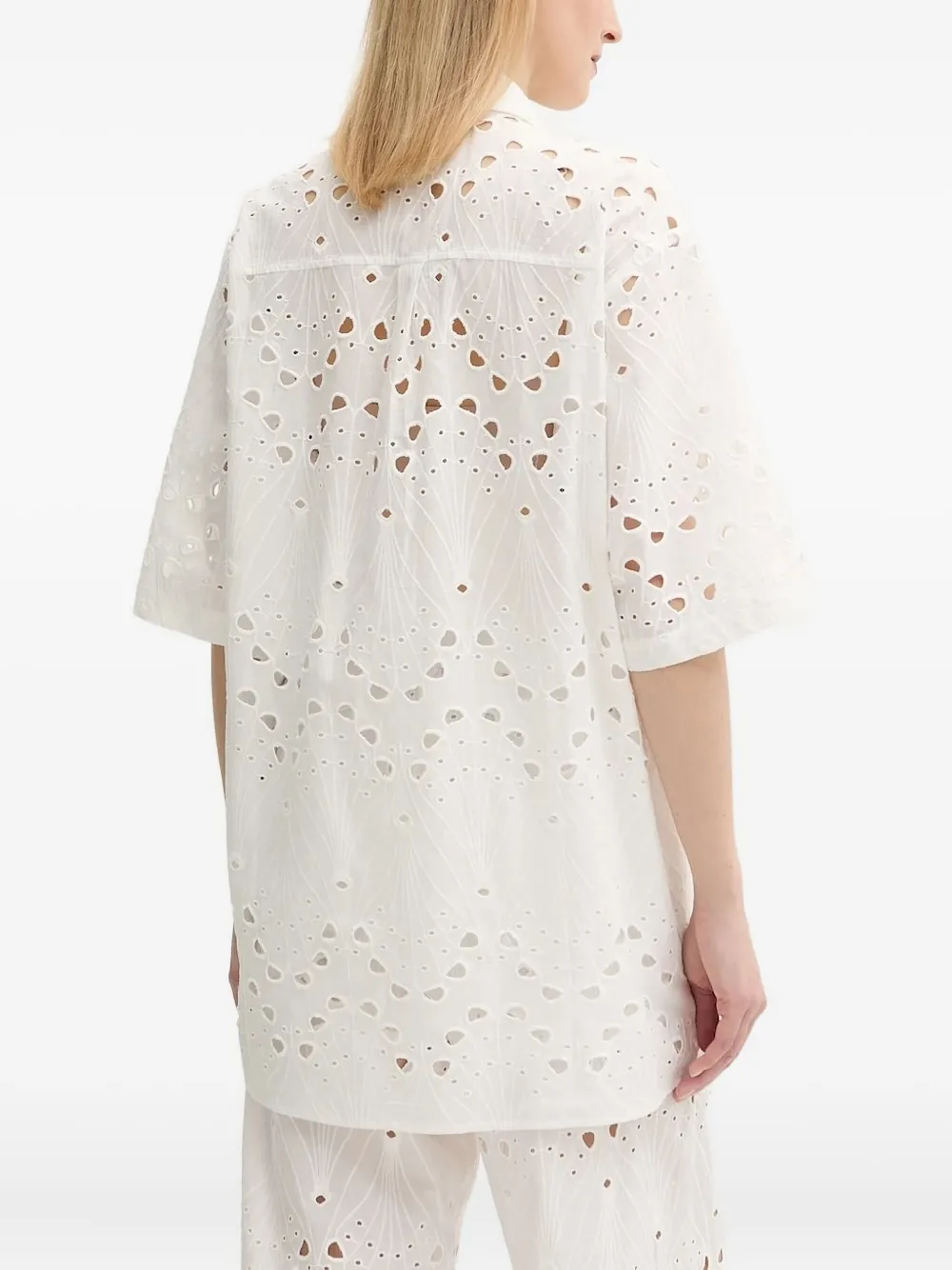 Gestuz eyelet-embroidered short-sleeve shirt Wit