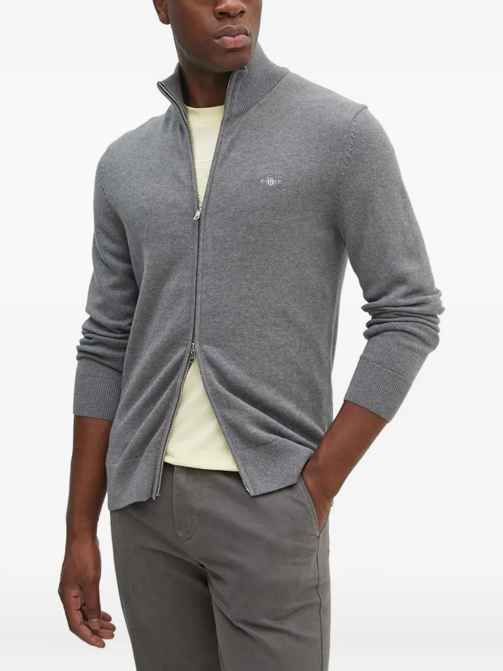 Gant Katoenen vest met rits Grijs