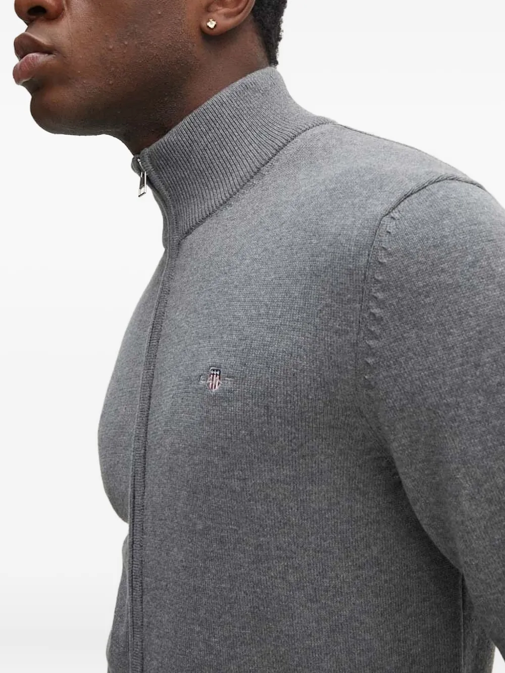 Gant Katoenen vest met rits Grijs