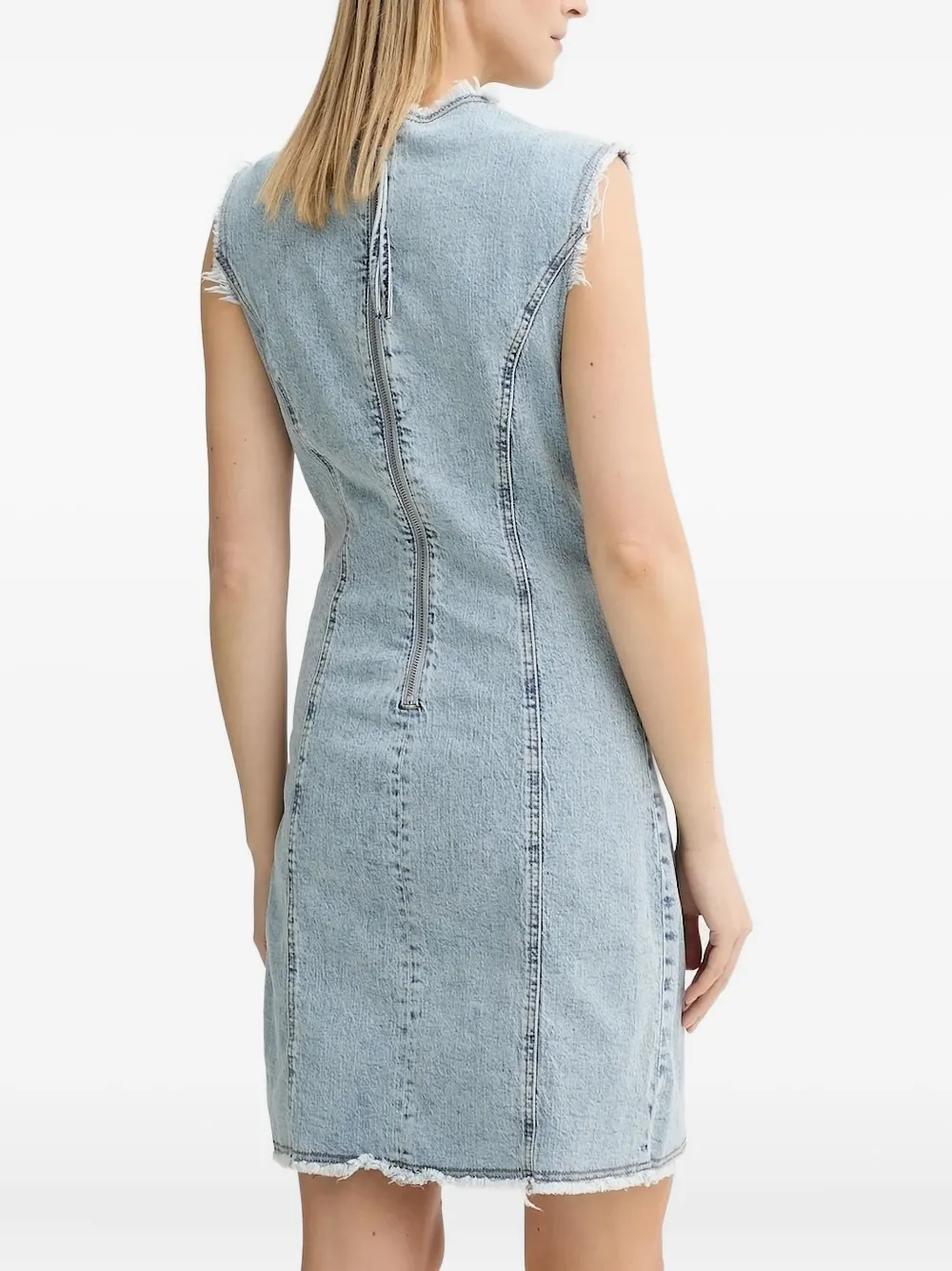 Gestuz GZdea mouwloze denim mini-jurk met franje - Blauw