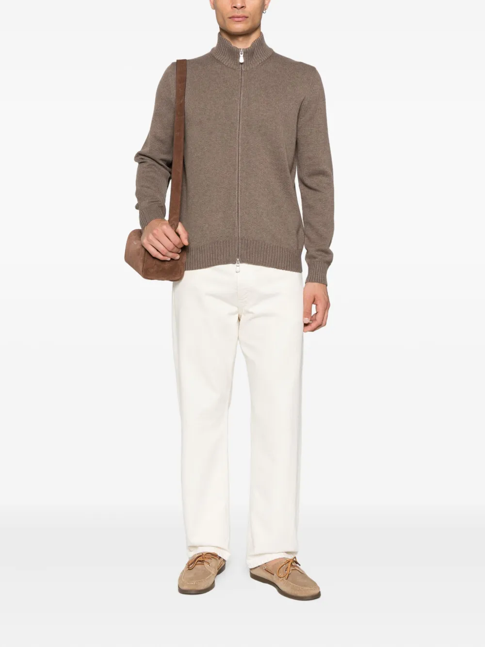 Gran Sasso zip-fastening wool cardigan Bruin
