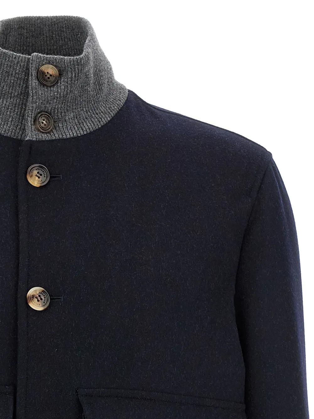 Brunello Cucinelli Ribgebreid wollen bomberjack Blauw