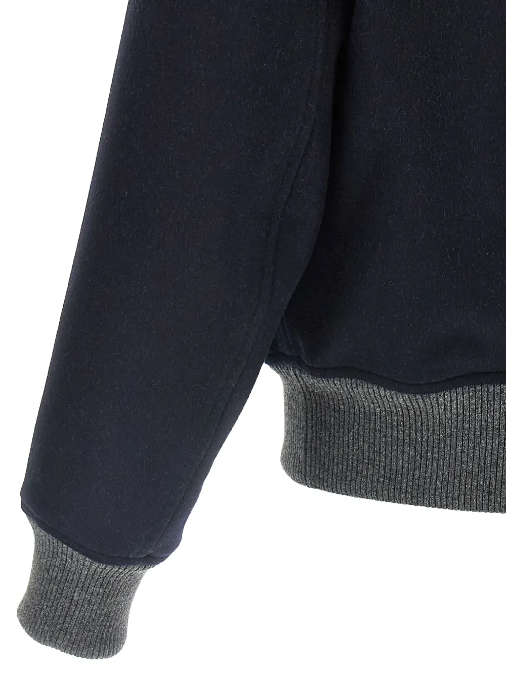 Brunello Cucinelli Ribgebreid wollen bomberjack Blauw