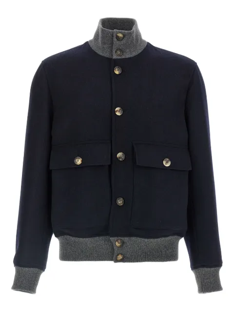 Brunello Cucinelli ribbed-knit wool bomber jacket