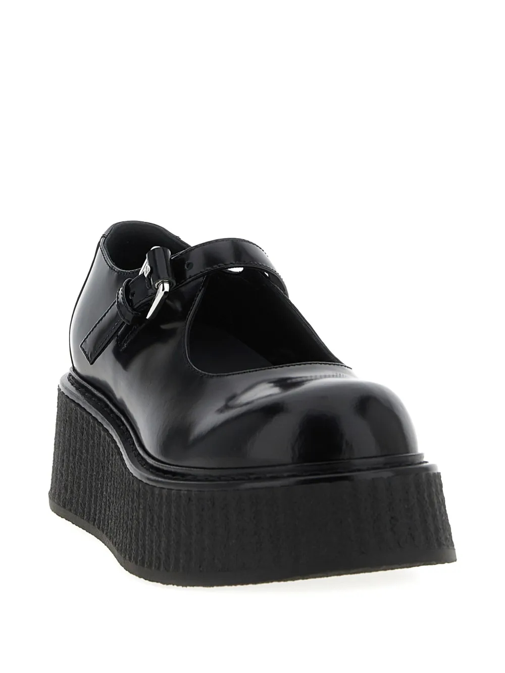 Moschino Olivia Buckle-strap Platform Ballet Flats In Black