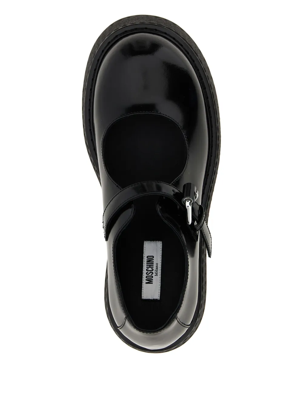 Moschino Olivia Buckle-strap Platform Ballet Flats In Black