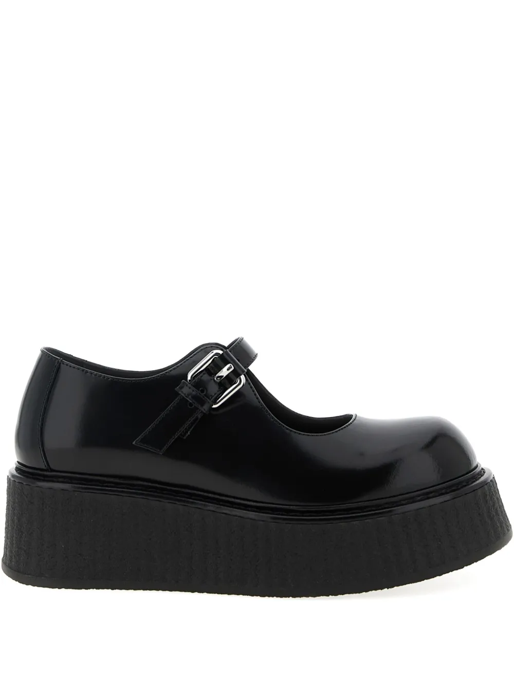 Moschino Olivia Buckle-strap Platform Ballet Flats In Black