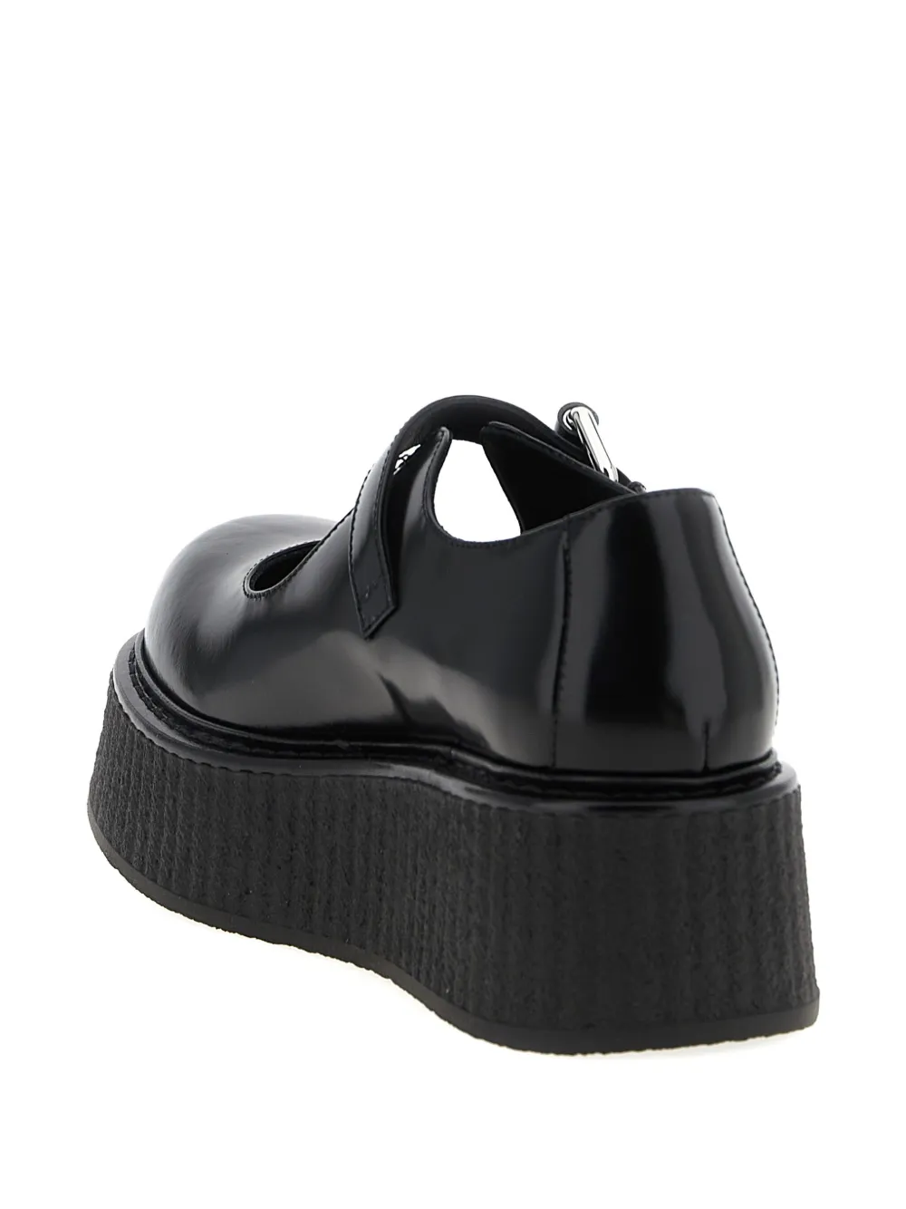 Moschino Olivia Buckle-strap Platform Ballet Flats In Black