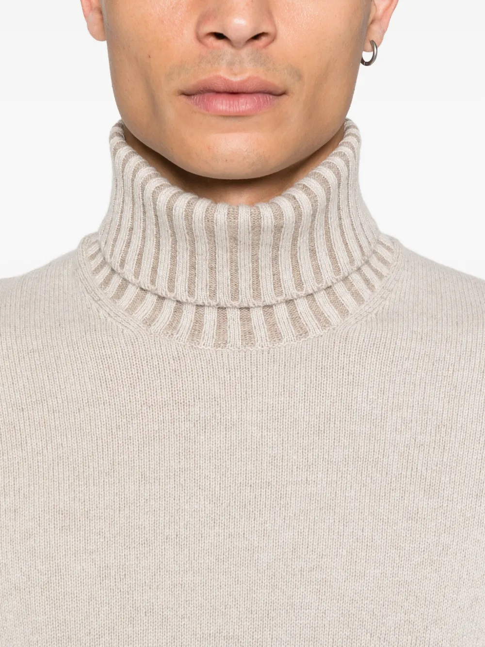 Gran Sasso ribbed-knit turtleneck sweater Beige