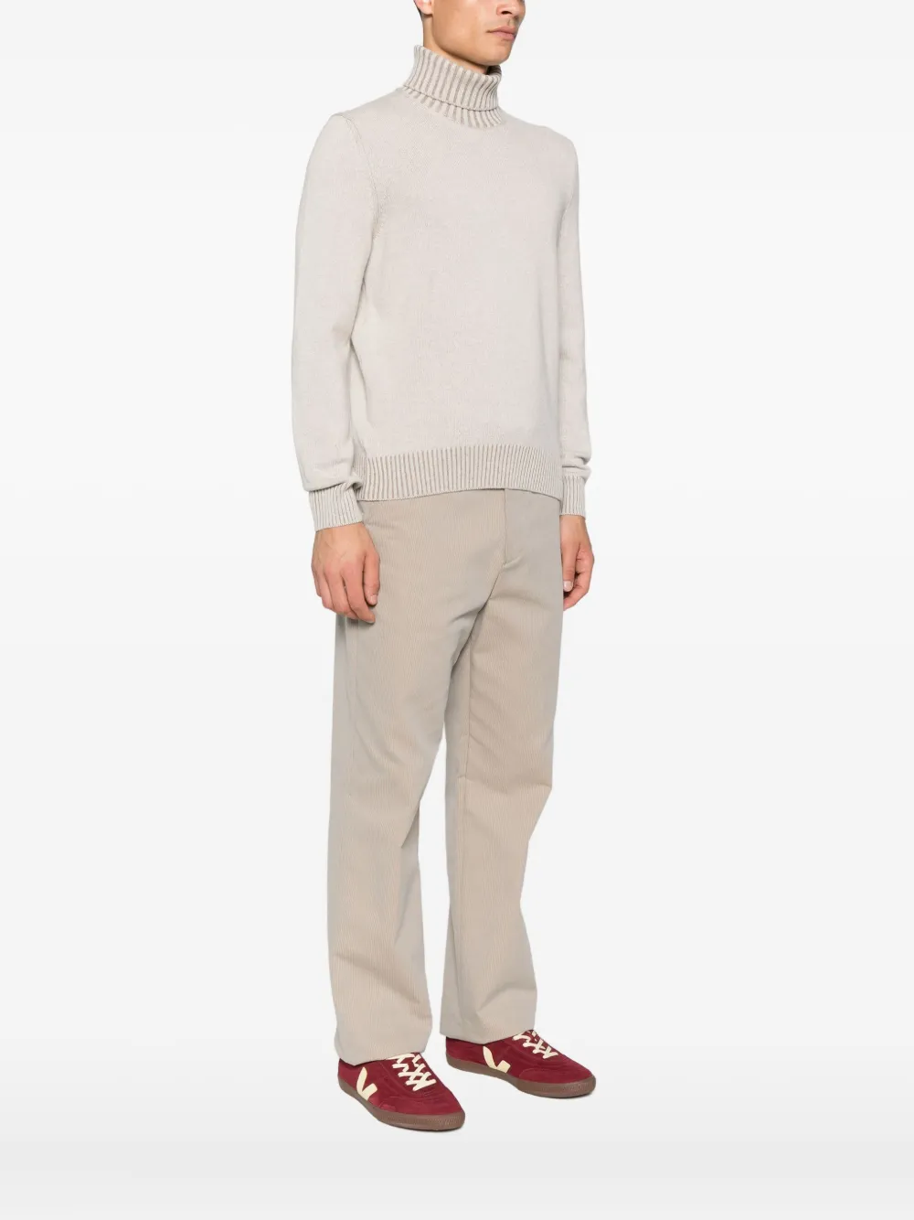 Gran Sasso Ribbed-knit Turtleneck Sweater In Neutral