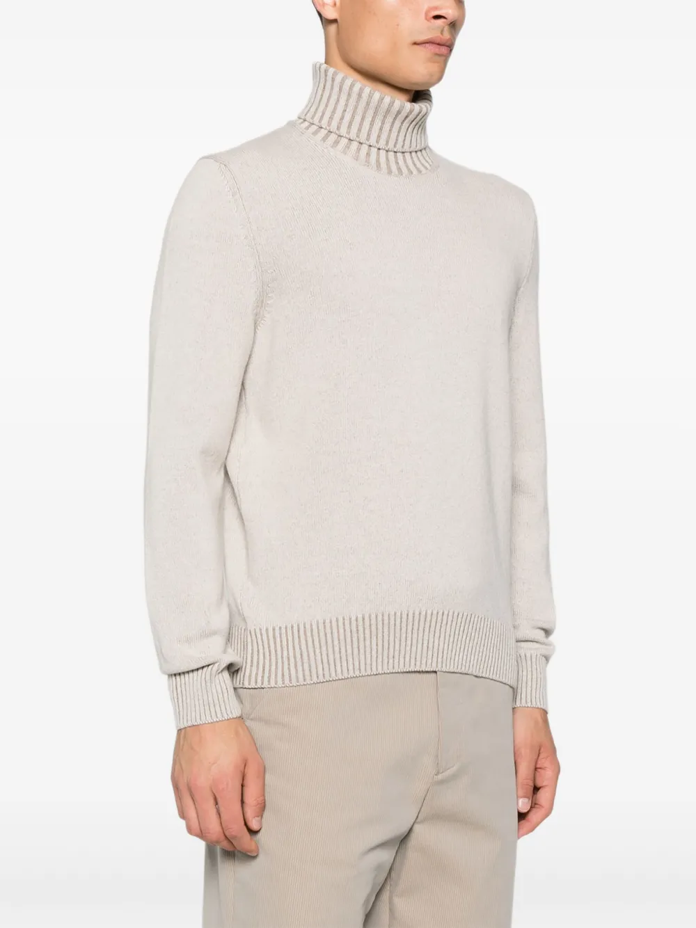 Gran Sasso ribbed-knit turtleneck sweater Beige