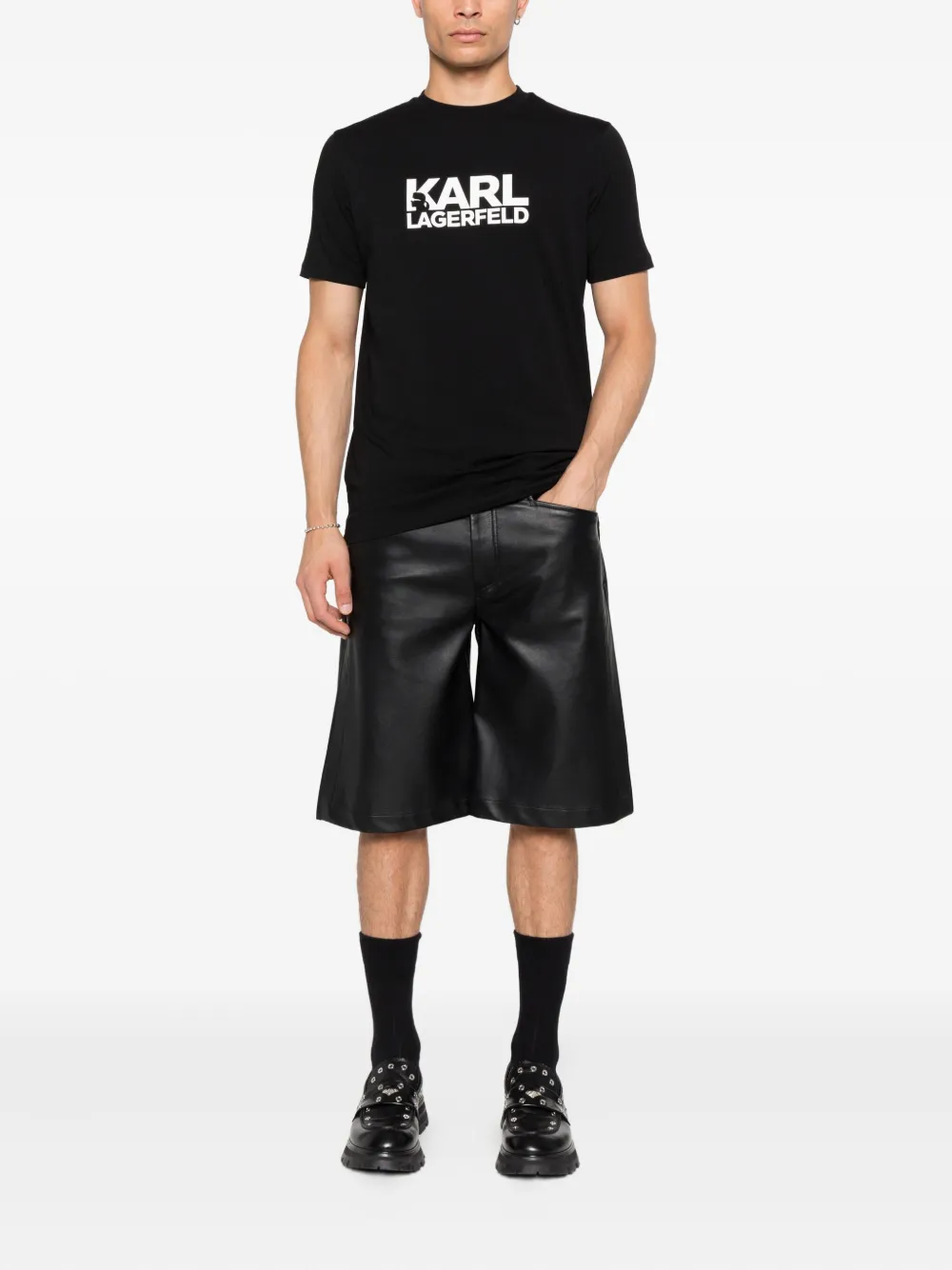 Karl Lagerfeld logo-print T-shirt - Zwart