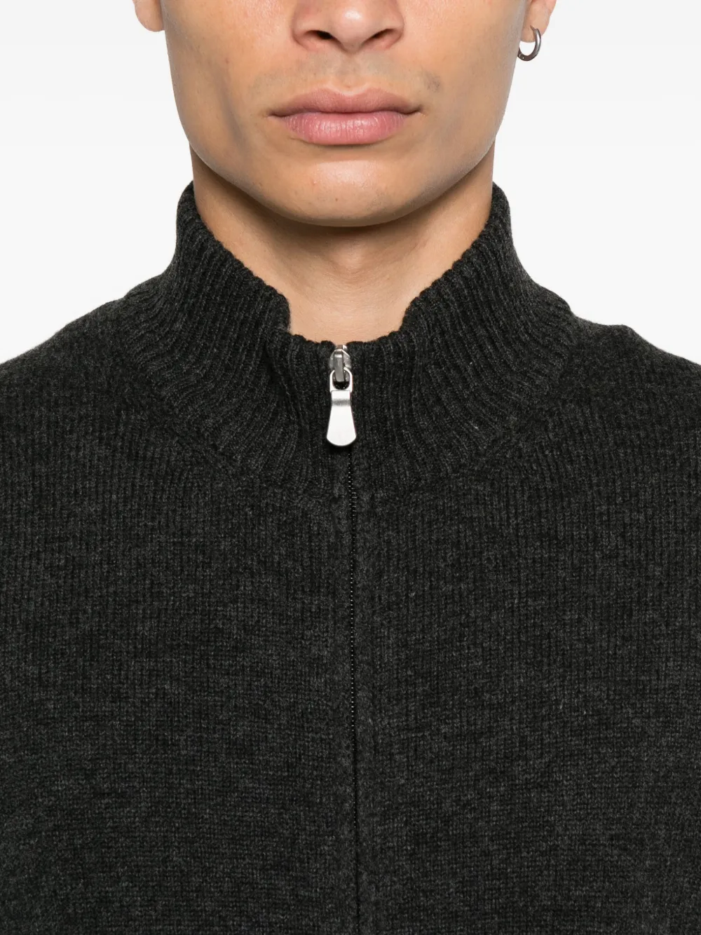 Gran Sasso zip-front ribbed cardigan Grijs