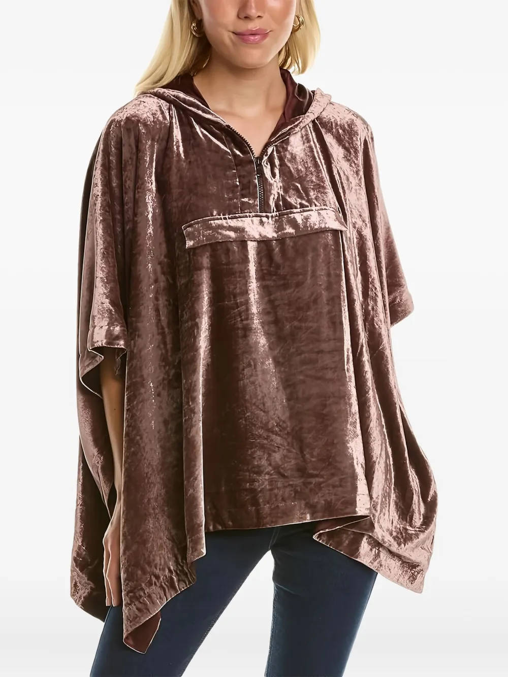 Brunello Cucinelli hooded half-zip blouse | Brown | Image 1