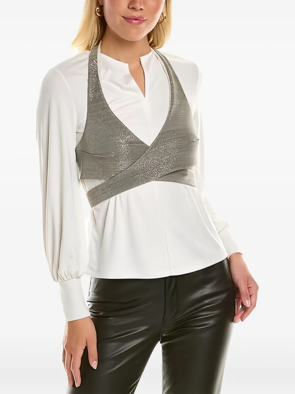 Brunello Cucinelli halterneck long-sleeved shirt | Grey | Image 1