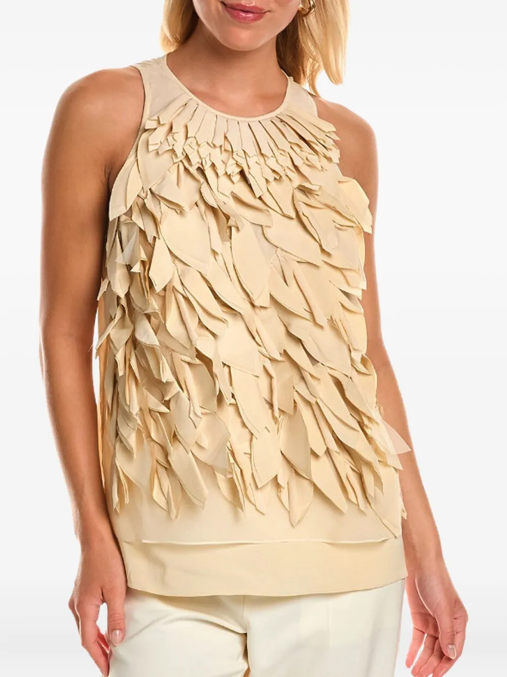 Brunello Cucinelli Pleated Petals Blouse In Neutral