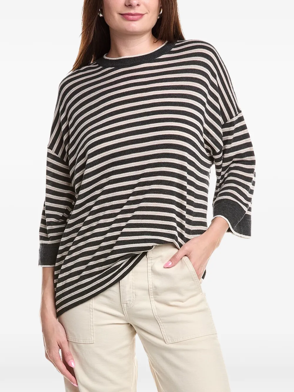 Brunello Cucinelli striped cut-out sweater - Black