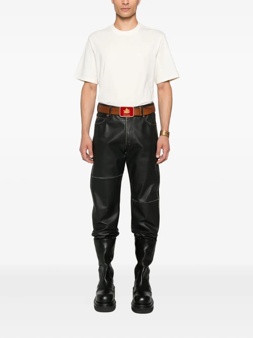 MSGM Katoenen T-shirt met logoprint - Beige