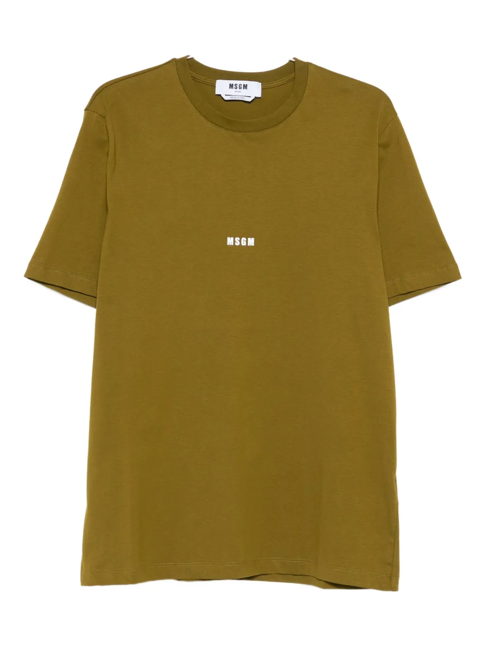 Msgm Cotton T-shirt With Front Printed Logo In Green