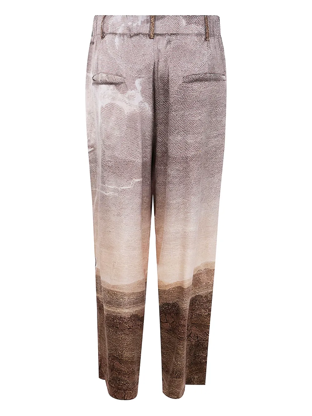 Pierre-Louis Mascia landscape-print drawstring trousers - Beige