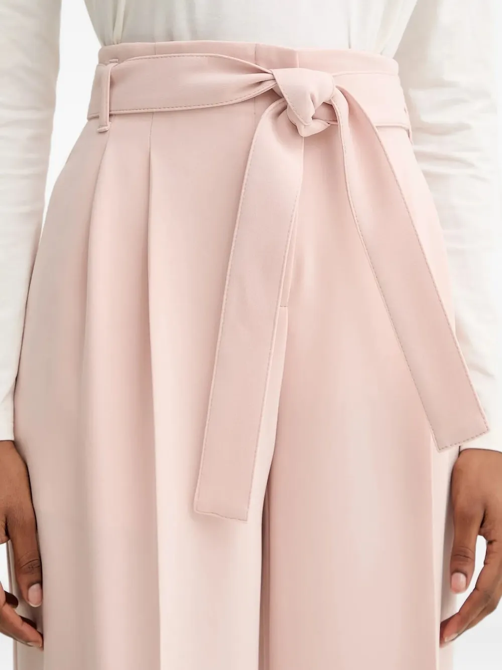 BOSS Straight plooibroek met ceintuur Roze