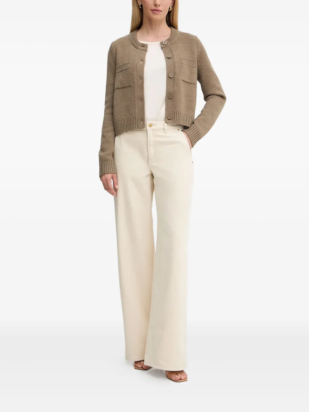 BOSS T-shirt met ronde hals Beige