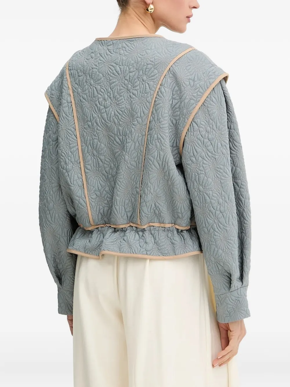 BOSS floral-quilted jacket Blauw