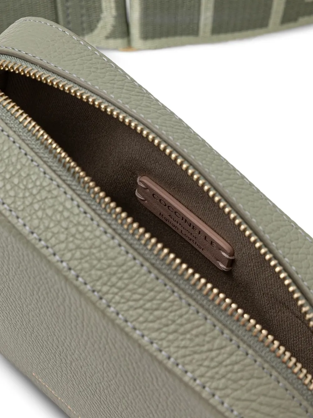 Coccinelle Leren mini-crossbodytas met logoband Groen