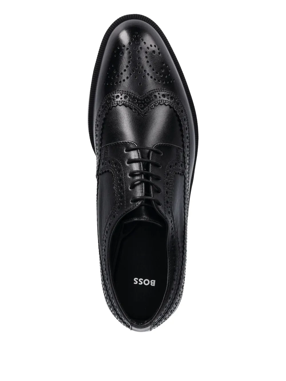 BOSS perforated leather lace-up shoes Black