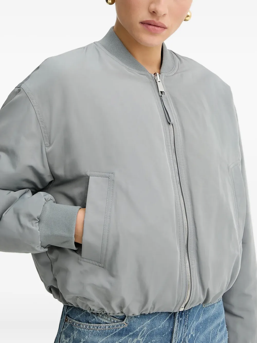 BOSS padded zip-up bomber jacket Blauw